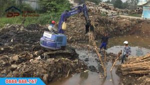 Đóng cừ tràm bằng máy cuốc